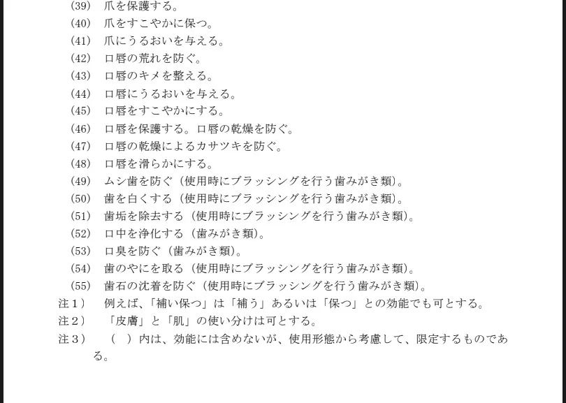 平成12年12月28日付け医薬発第1339号「化粧品の効能の範囲の改正について」